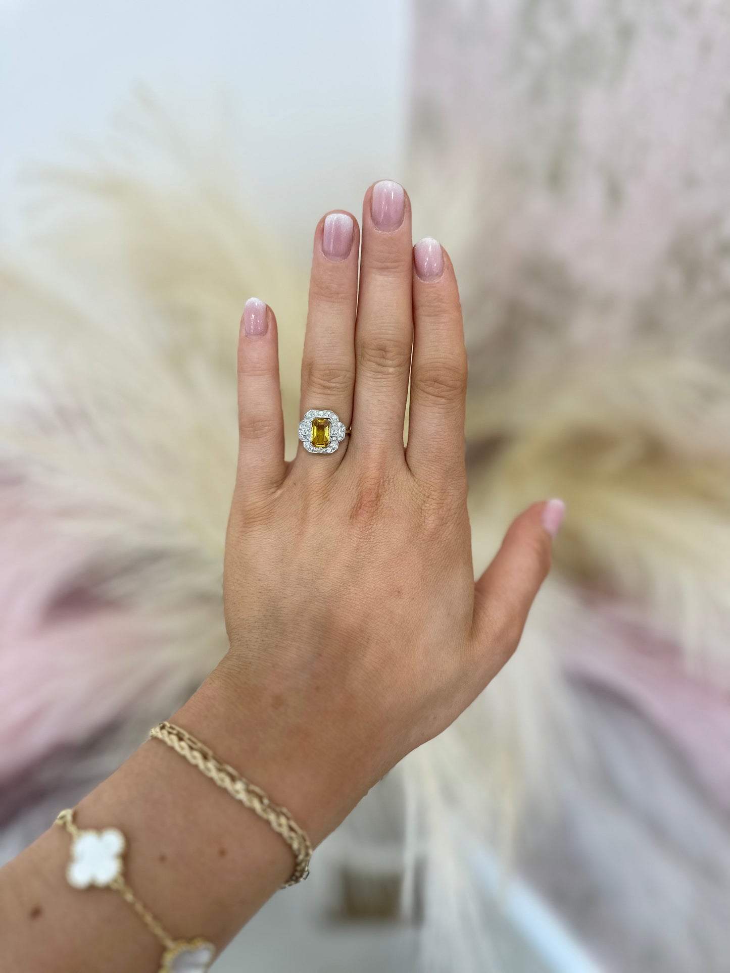 Yellow Sapphire & Diamond Ring