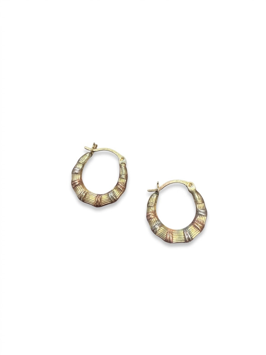 9ct Gold Bamboo Style Hoops