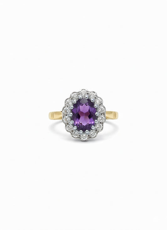 9ct Purple Amethyst & Diamond Ring