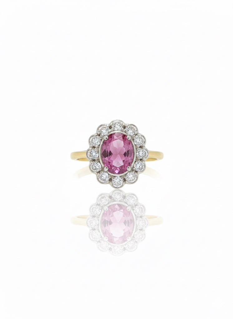 Pink Sapphire & Diamond Ring