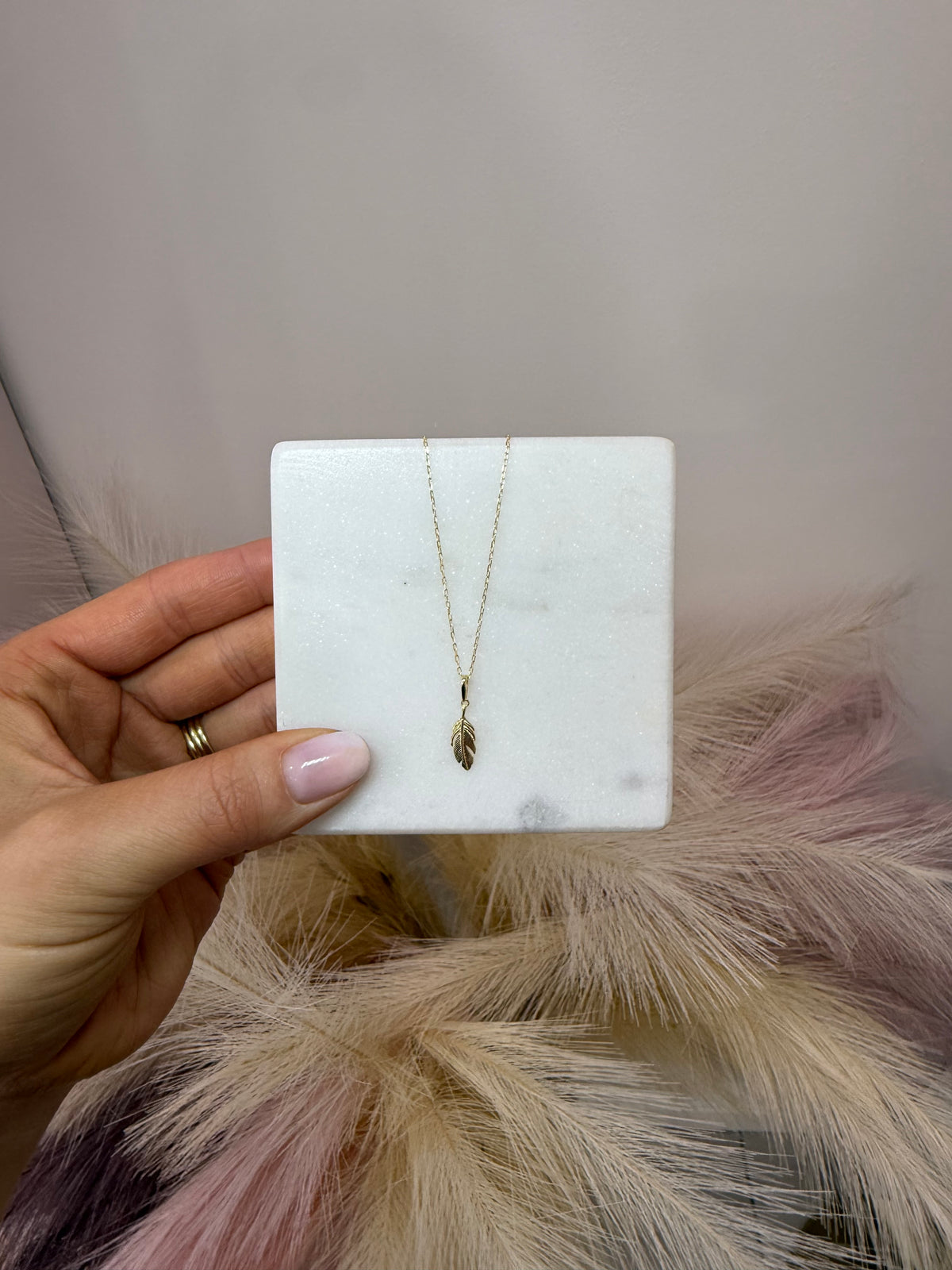 9ct Gold Feather Necklace