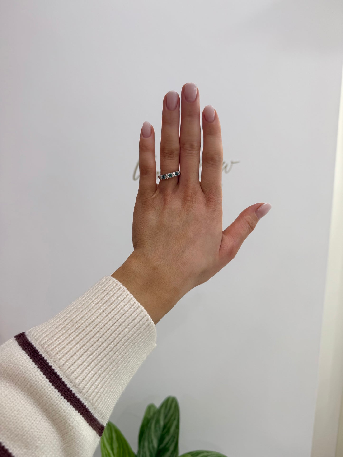 9ct Gold Five Stone Emerald & Diamond Ring