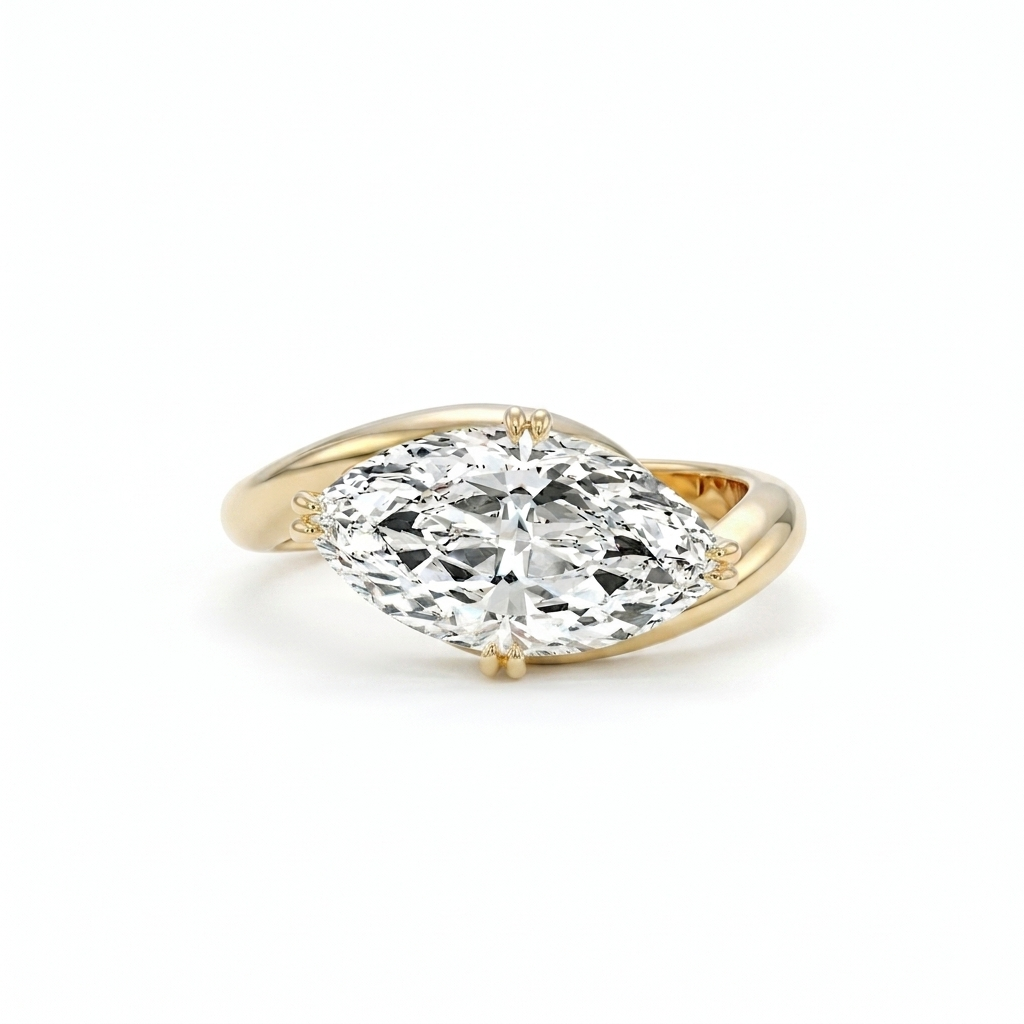 18ct Gold Marquise 2.5ct Lab Diamond Ring