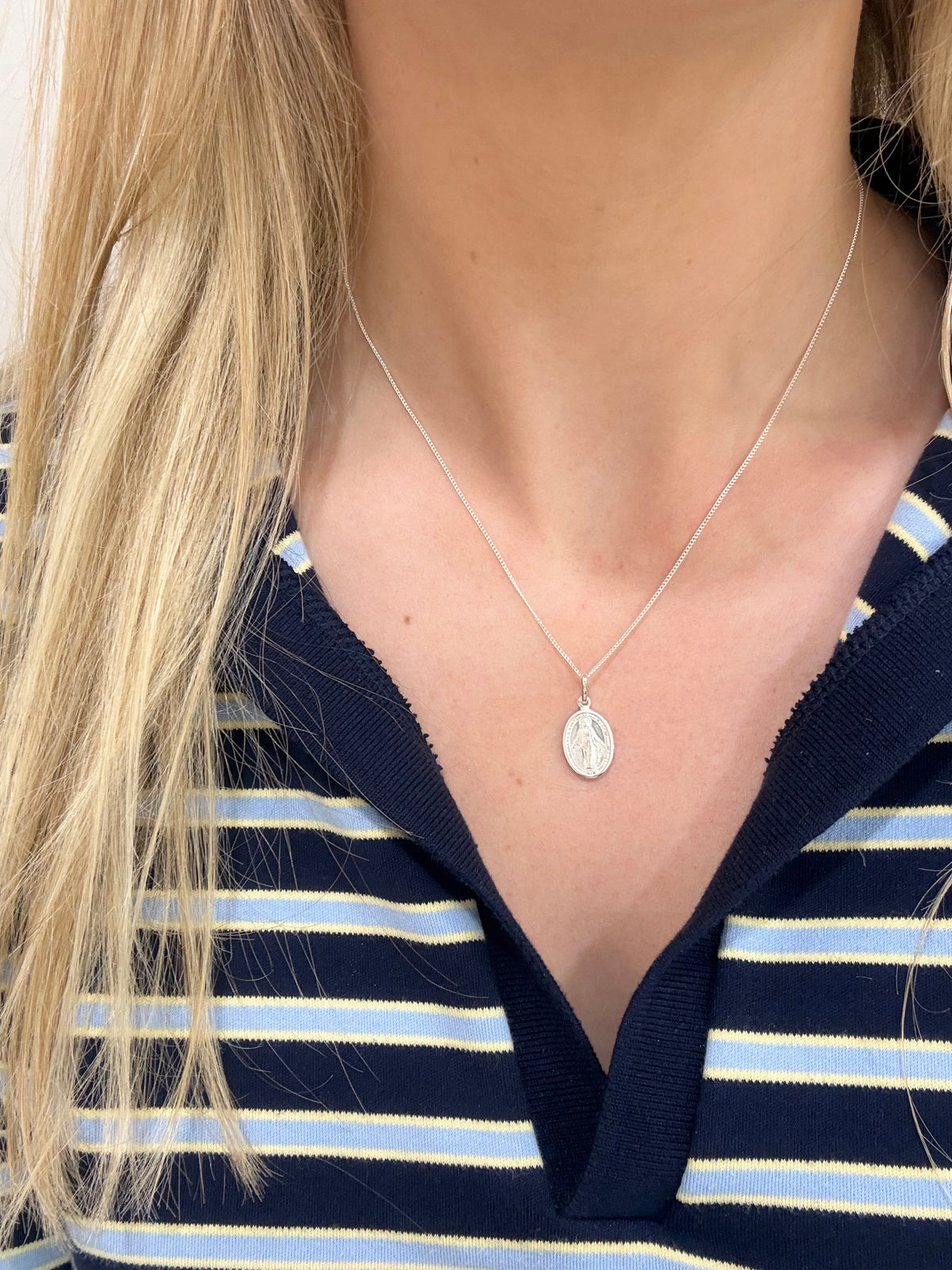 Silver Miraculous Medal Necklace