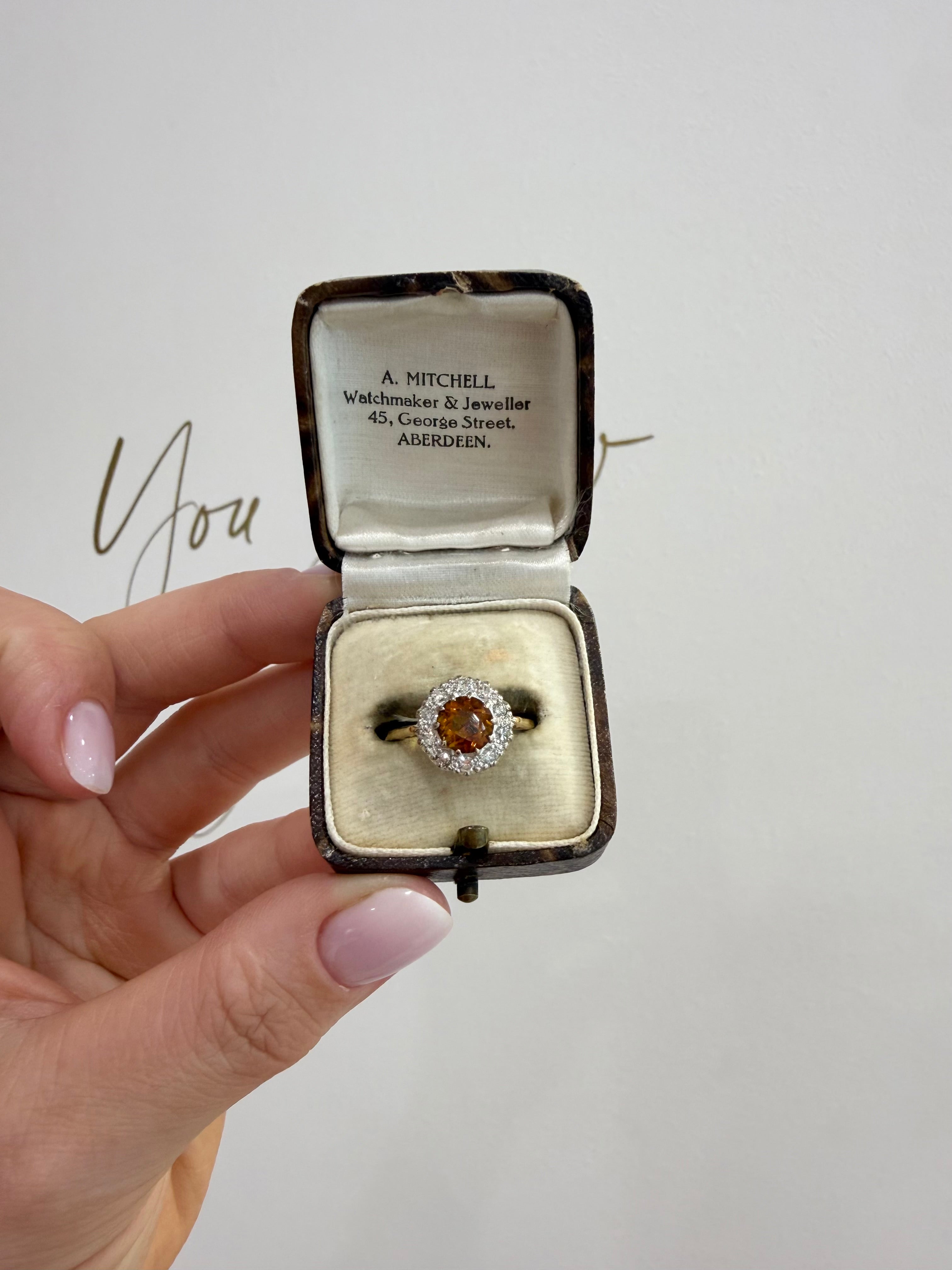 18ct Gold Citrine & Diamond Ring