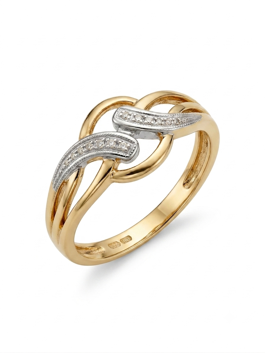 9ct Gold Diamond Knot Ring