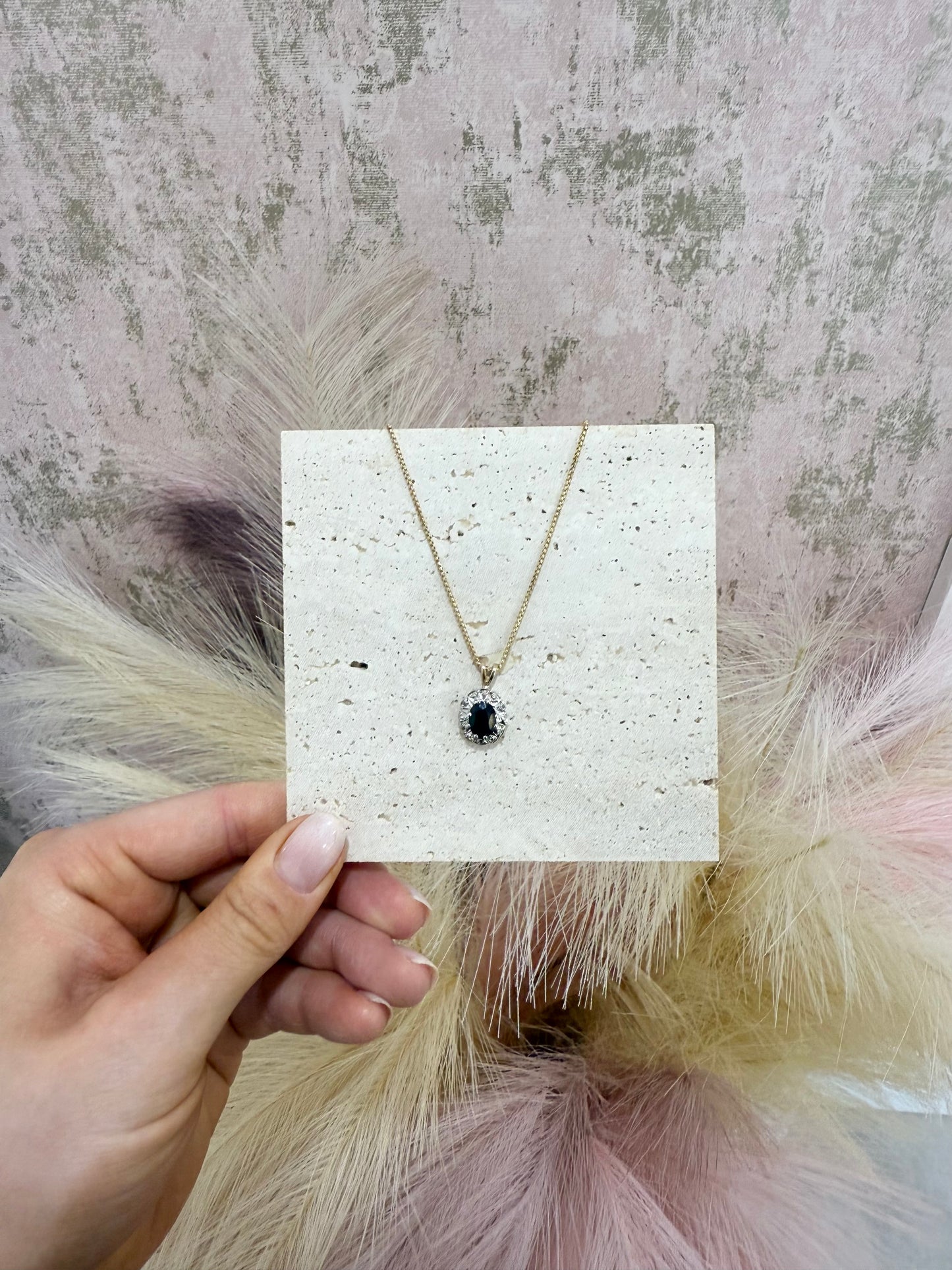 9ct Gold Sapphire & Diamond Necklace