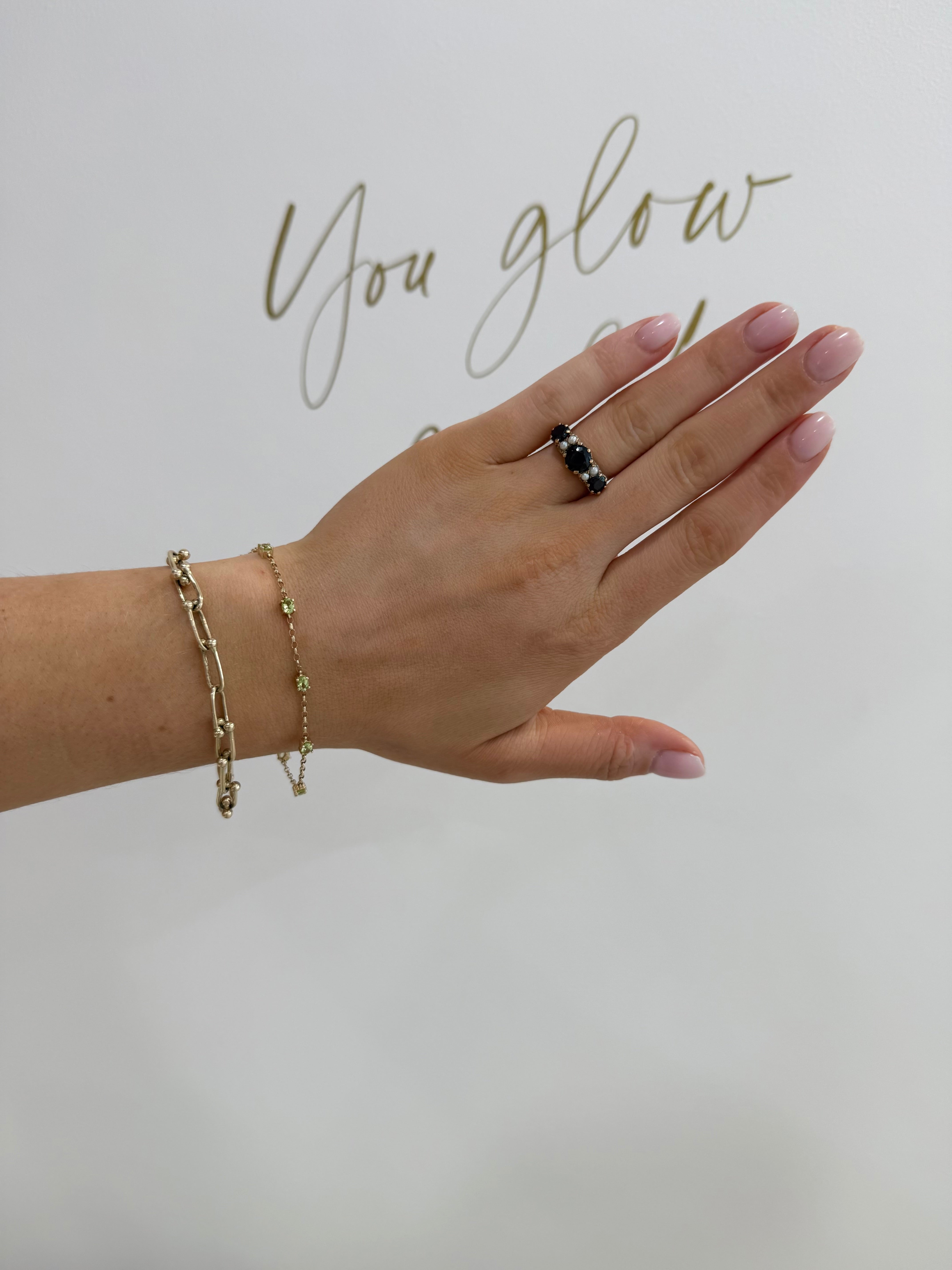 Sparkly 9ct Gold and Peridot Station Bracelet