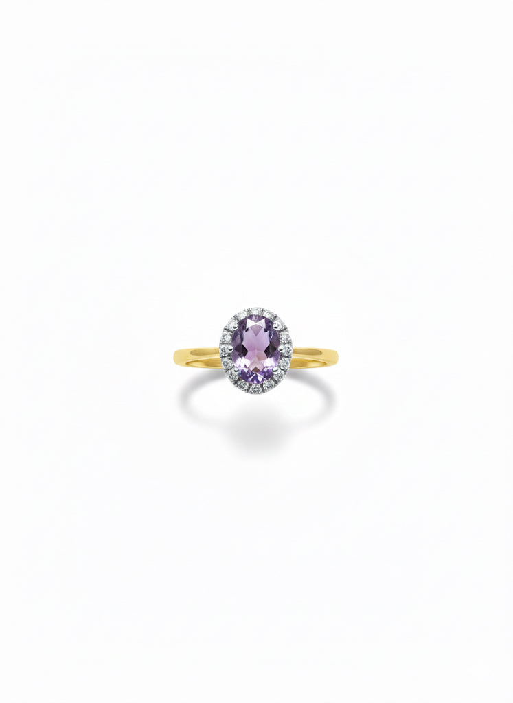 9ct Purple Amethyst & Diamond Ring
