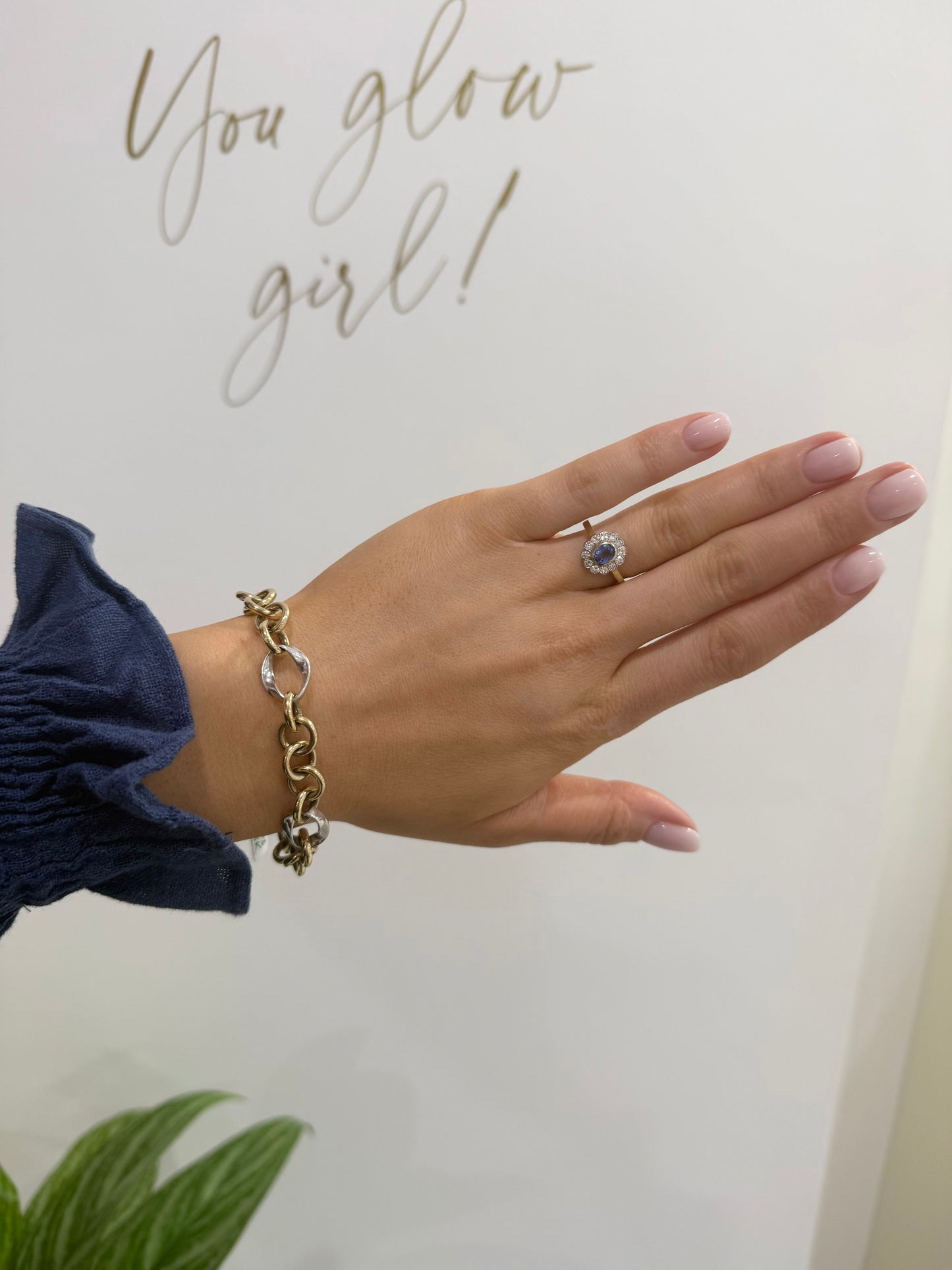 9ct Two Tone Open Link Bracelet