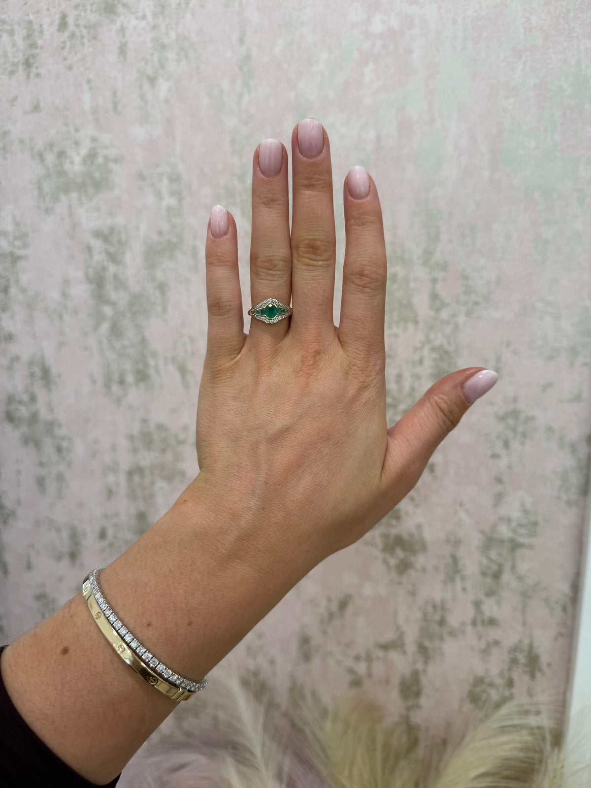 9ct Emerald & Diamond Ring