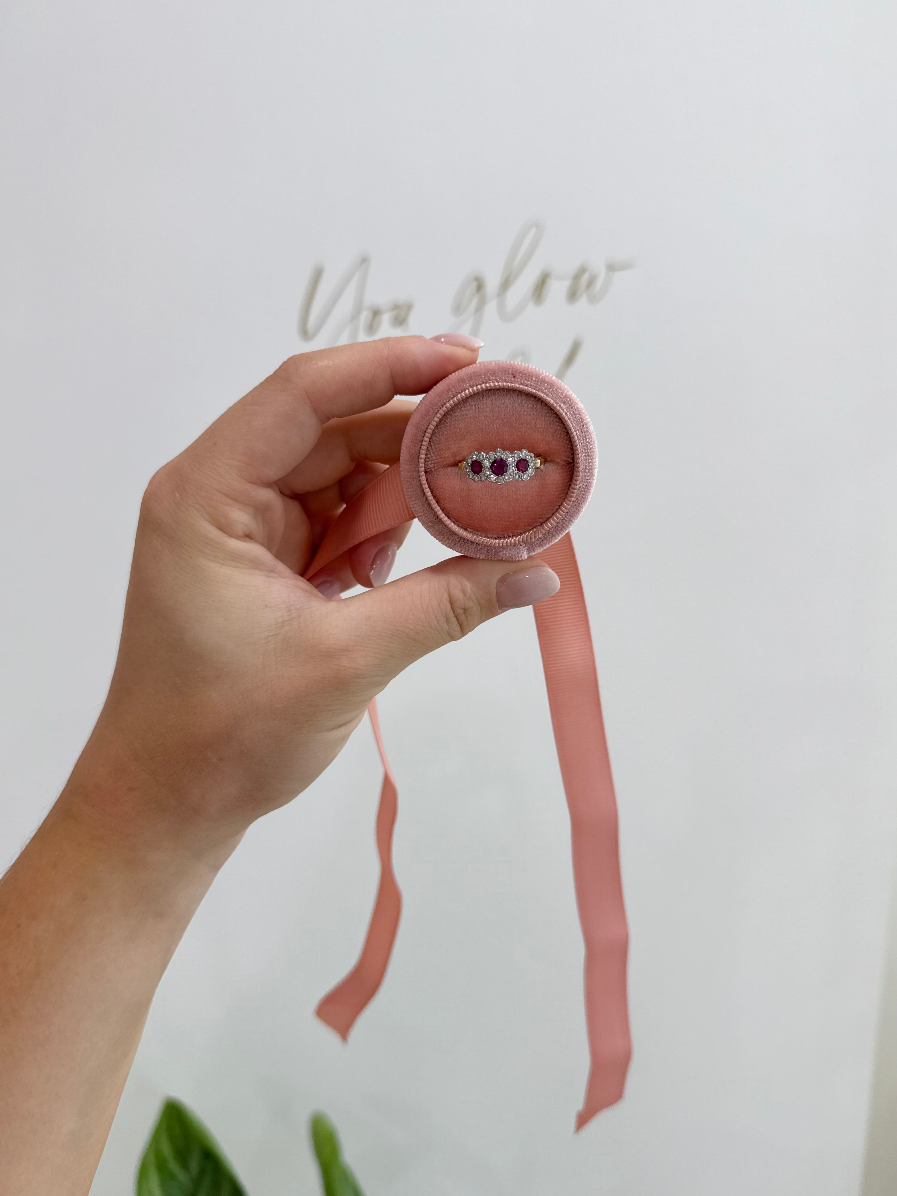 18ct Gold Ruby & Diamond 3 Stone Ring