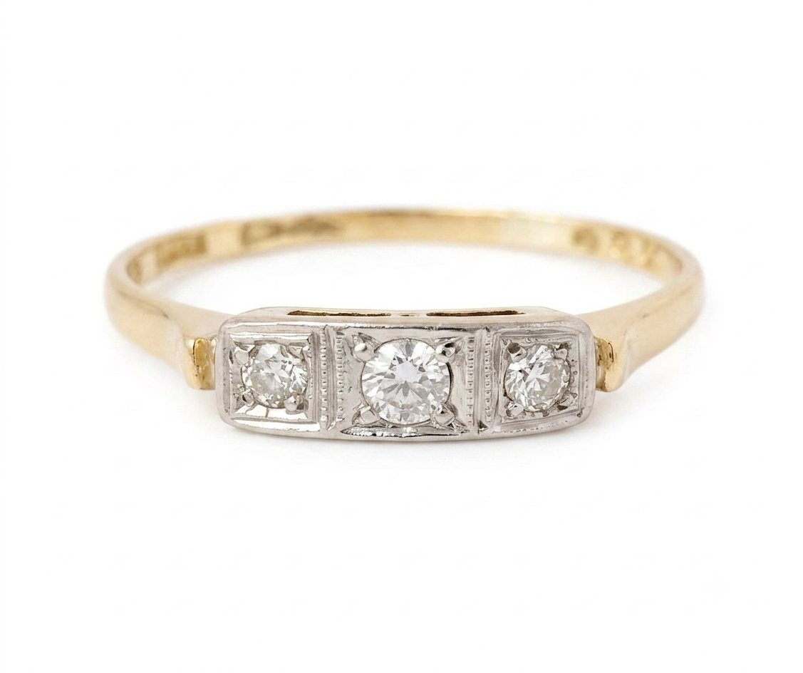Edwardian 18ct Gold Trilogy Diamond Ring