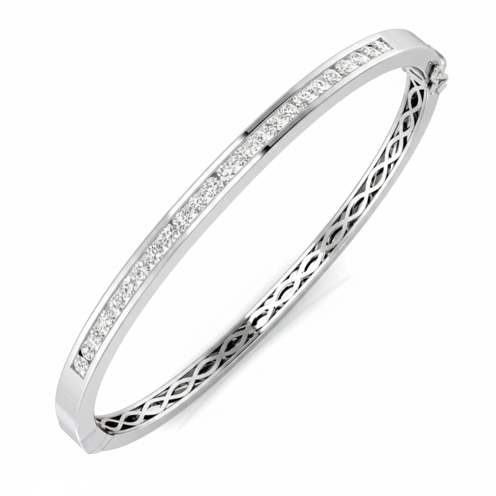 9ct White Gold Diamond Bangle