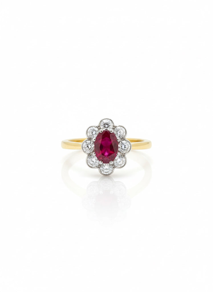 18ct Ruby & Diamond Cluster Ring