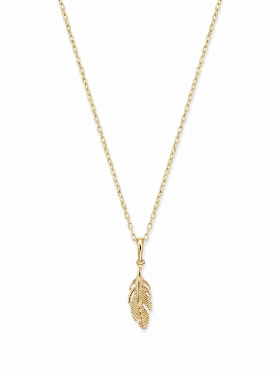 9ct Gold Feather Necklace