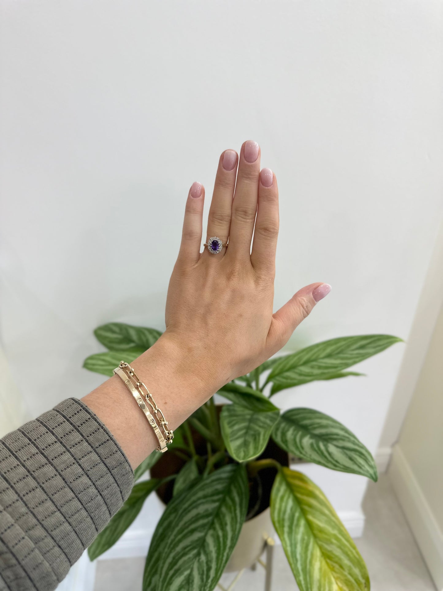 9ct Purple Amethyst & Diamond Ring