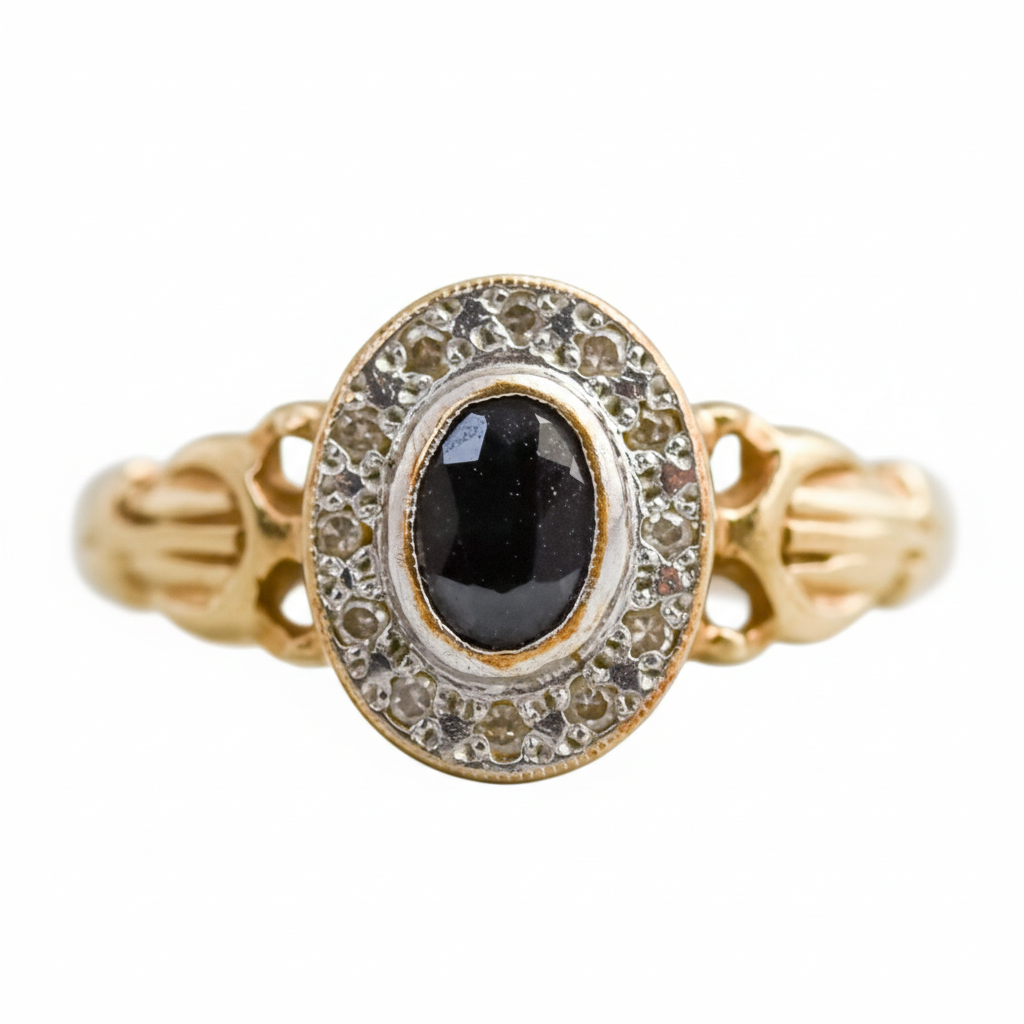 9ct Gold Sapphire & Diamond Cluster Ring