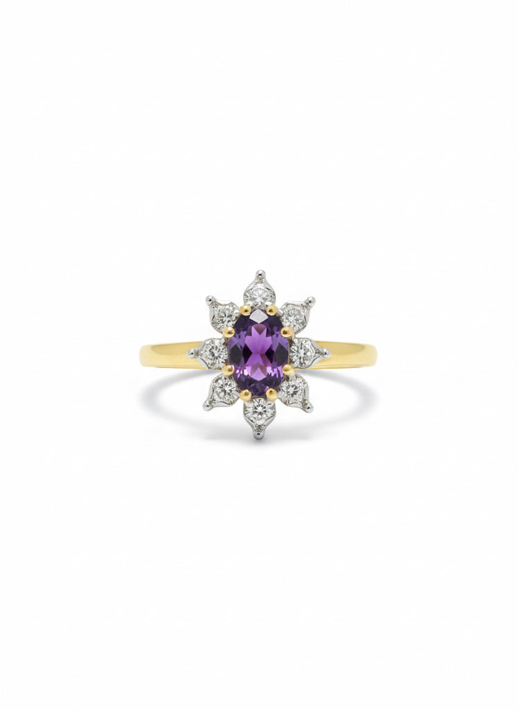 9ct Purple Amethyst & Diamond Ring