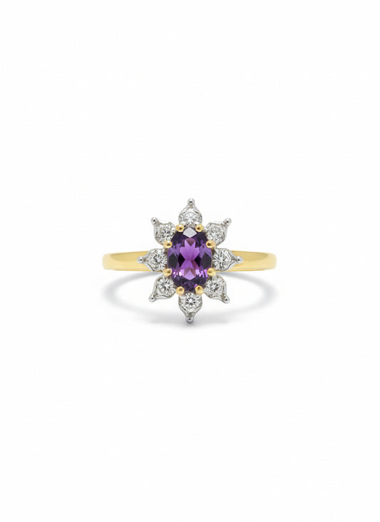 9ct Purple Amethyst & Diamond Ring