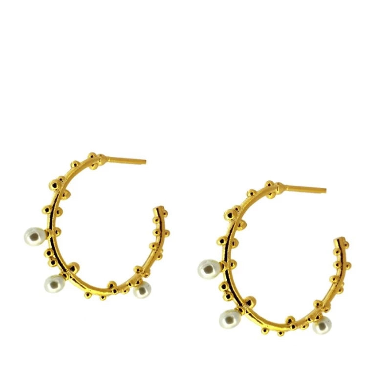 Clare Pearl Gold Plated Hoop Earrings