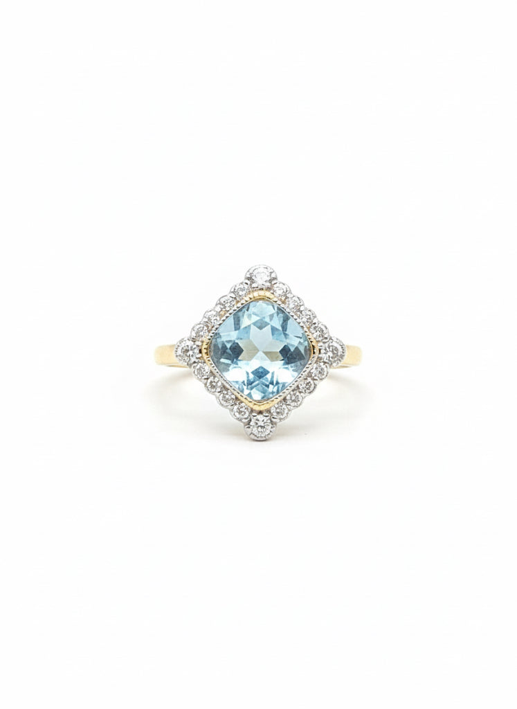 Sky Blue Topaz & Diamond Ring
