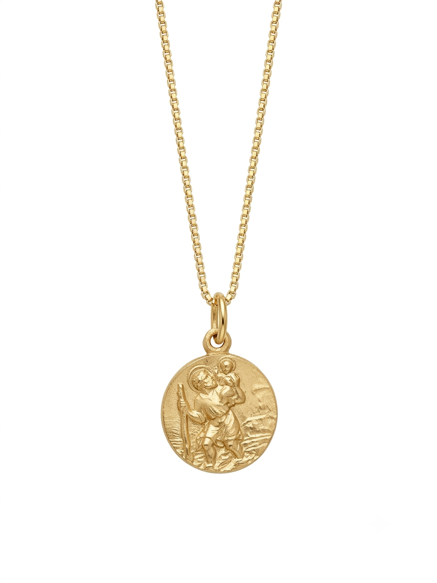 9ct Gold St Christopher Medal Necklace