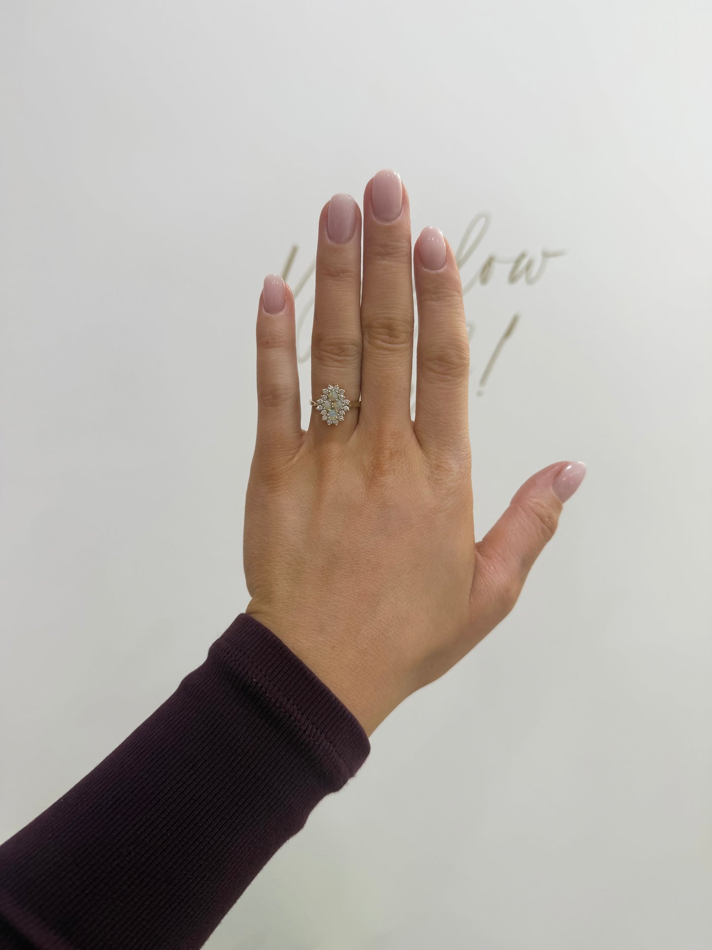 Vintage 9ct Opal & Diamond Ring
