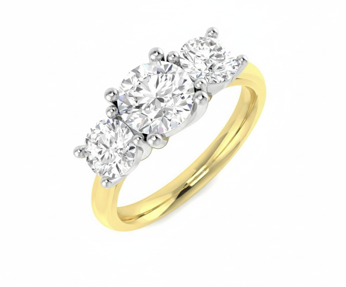 9k Three Stone Diamond Ring