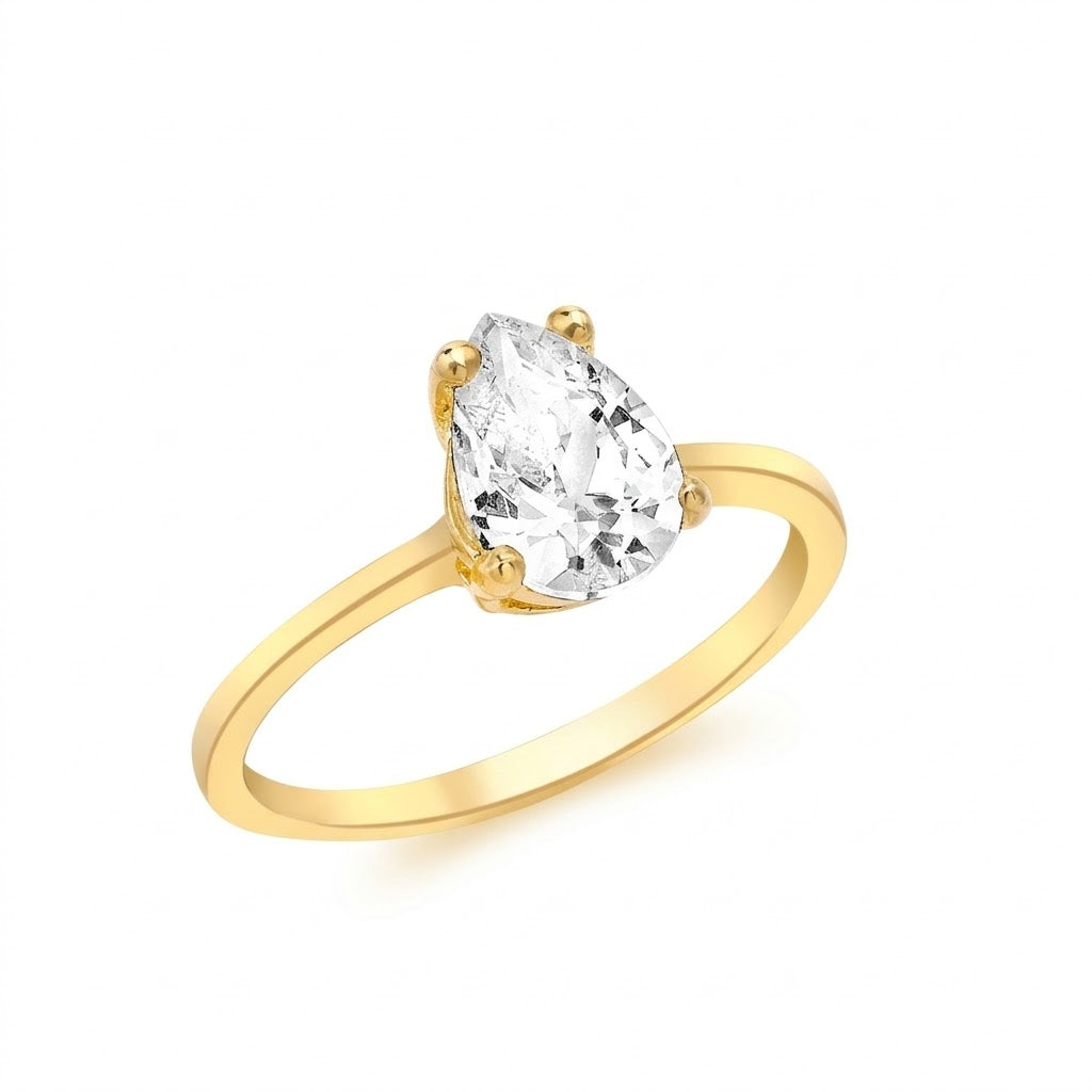 9ct Gold Pear Cz Promise Ring