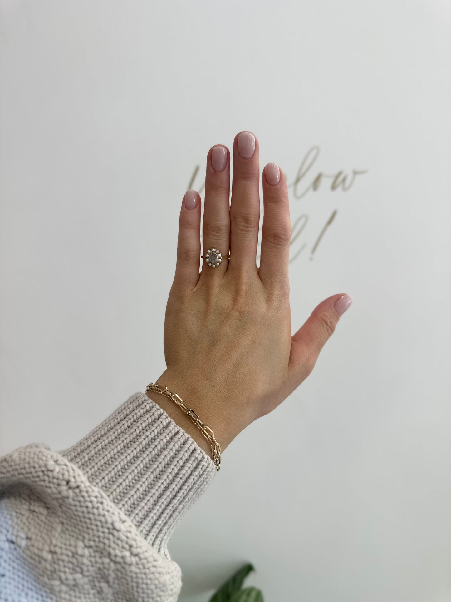 9ct Gold Moonstone & Pearl Ring