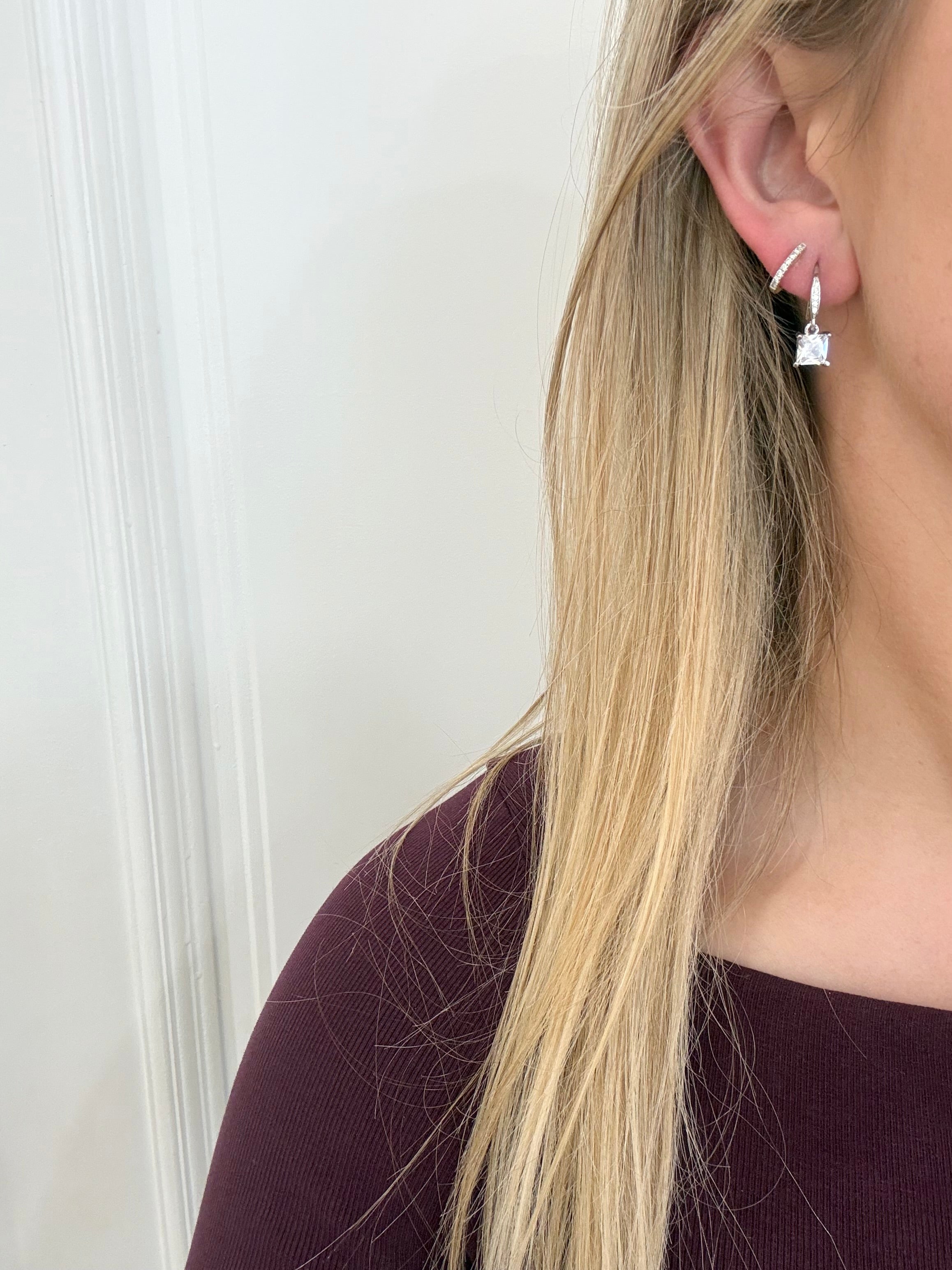 George Sterling Silver Cz Drop Earrings