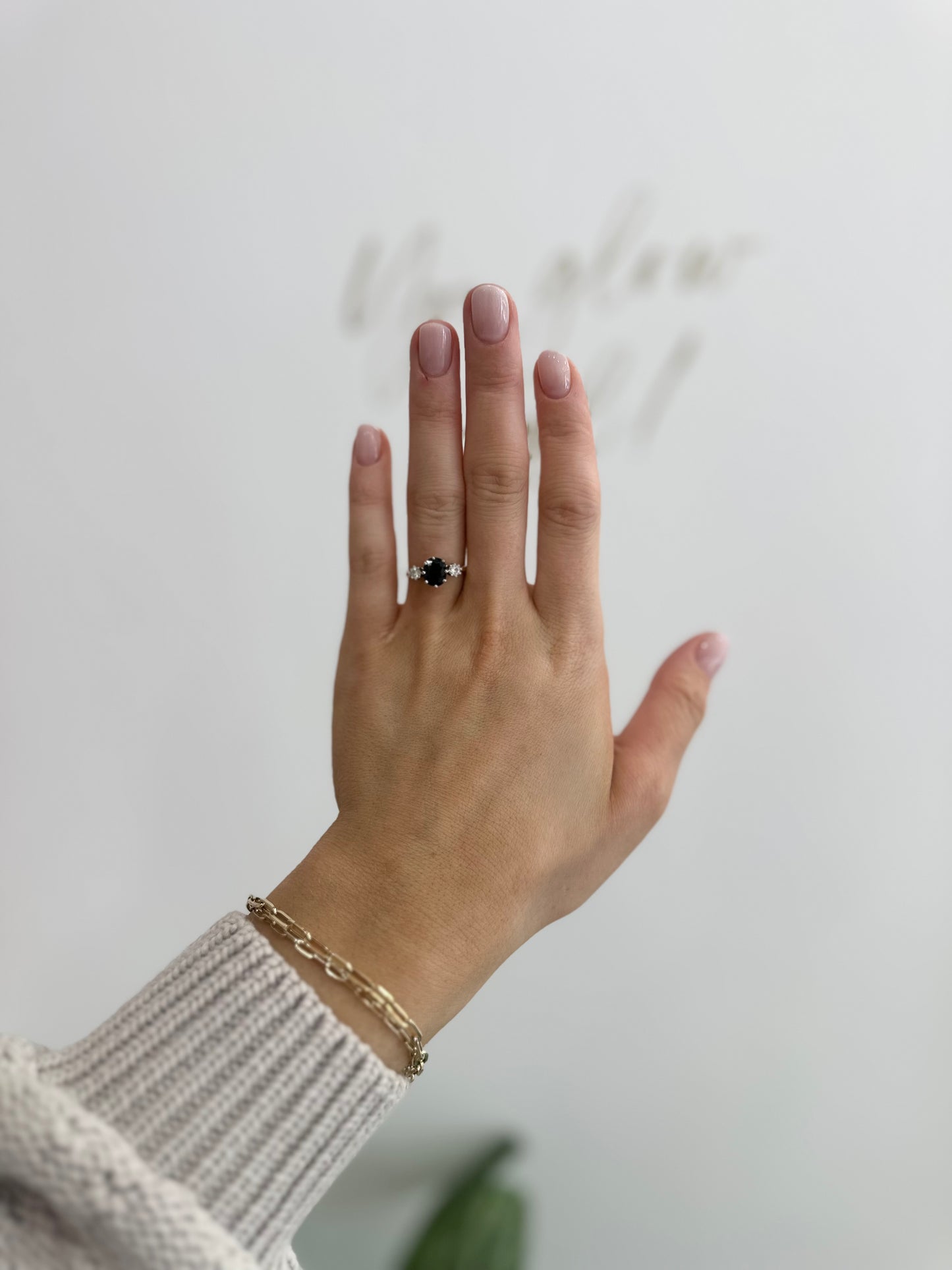 Sapphire & Diamond Three Stone Ring