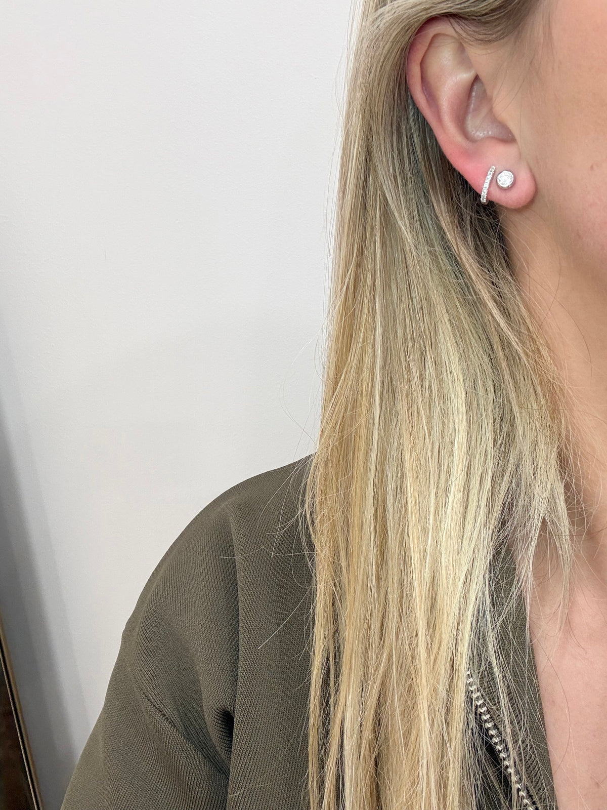 Sterling Silver Small Cz Stoned Stud Earrings