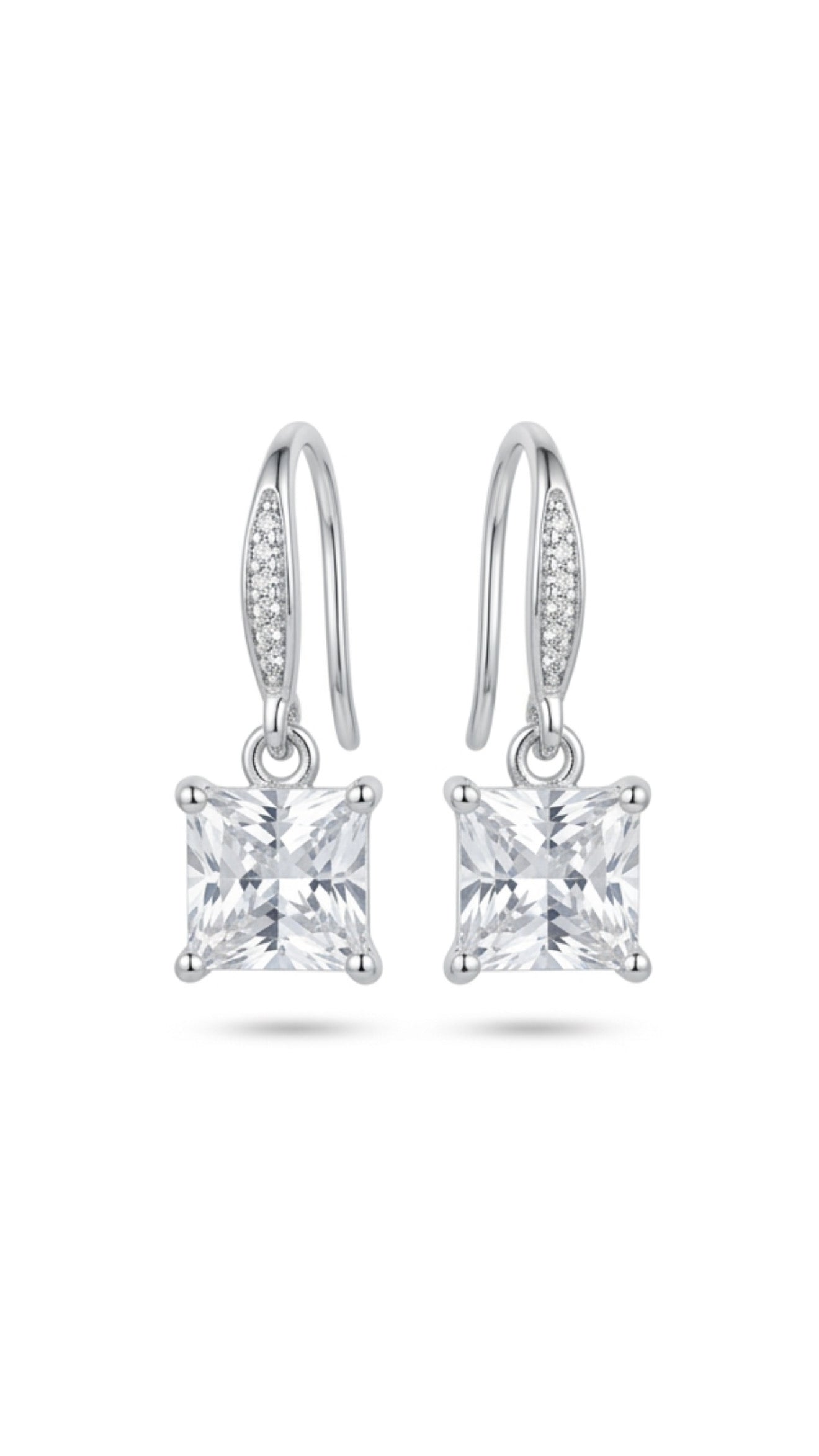 George Sterling Silver Cz Drop Earrings