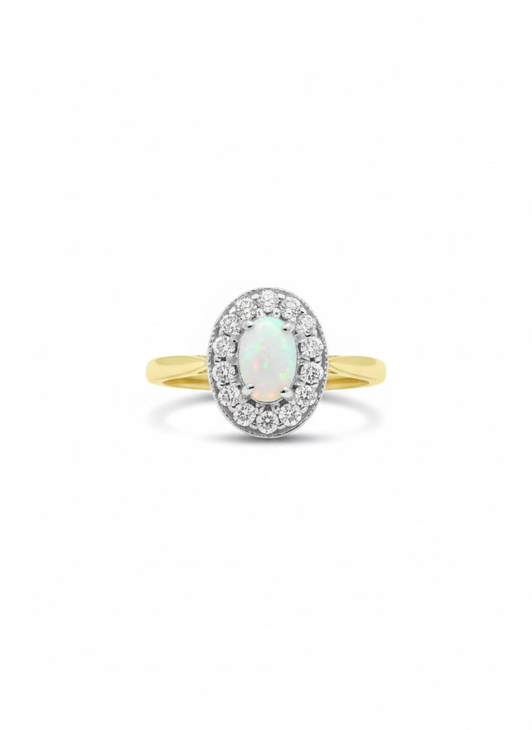 9ct Opal & Diamond Ring