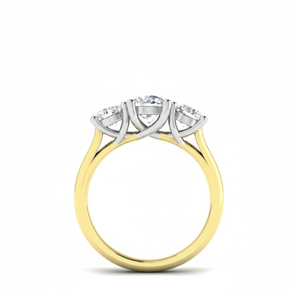9k Three Stone Diamond Ring