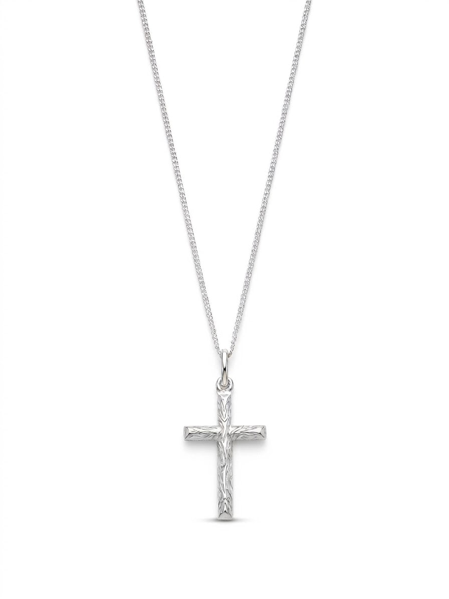 Sterling Silver Large Embelished Cross Necklace