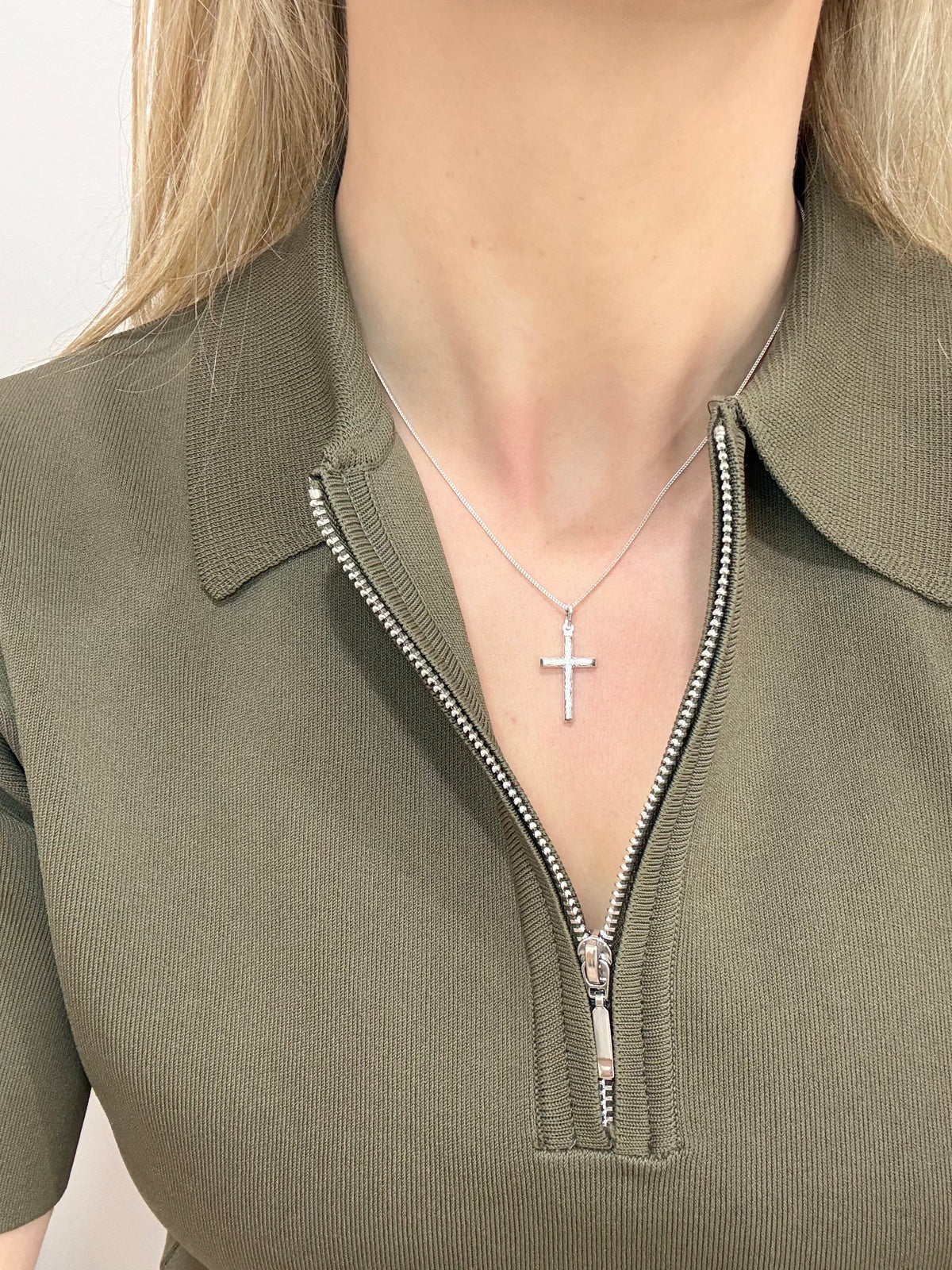Sterling Silver Large Embelished Cross Necklace