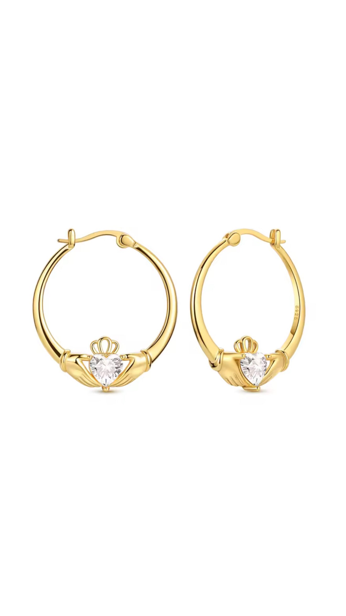 Gold Plated Claddagh Hoop Earrings