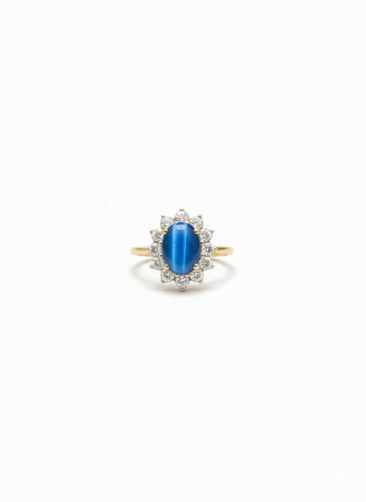 9ct Gold Cats Eye & Pearl Ring