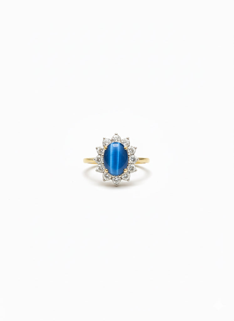 9ct Gold Cats Eye & Pearl Ring