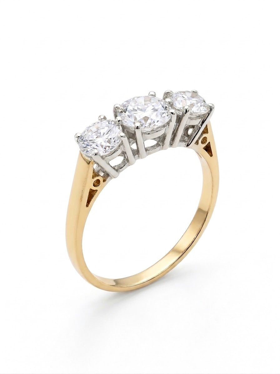 9ct Gold Three Stone Cubic Zirconia Ring