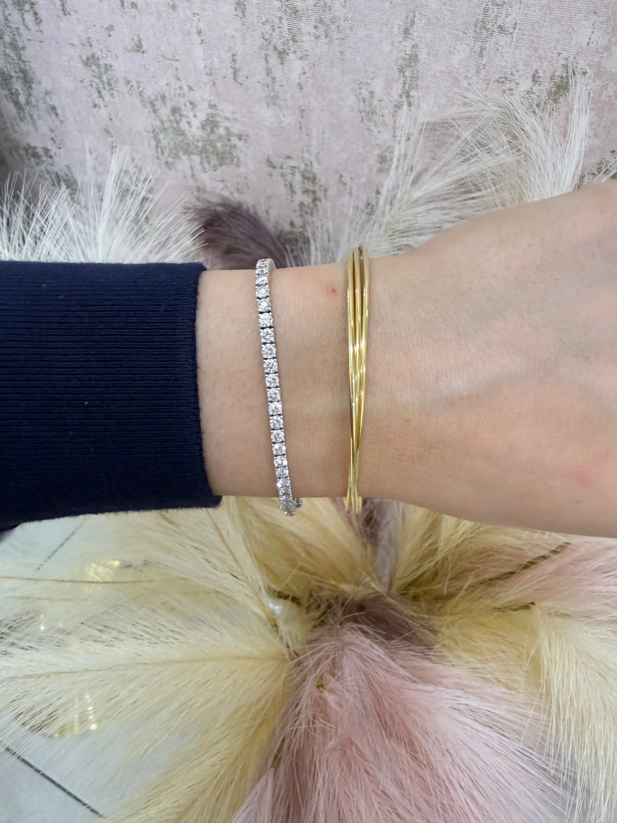 Gold Plated Ivy Triple Round Bangles
