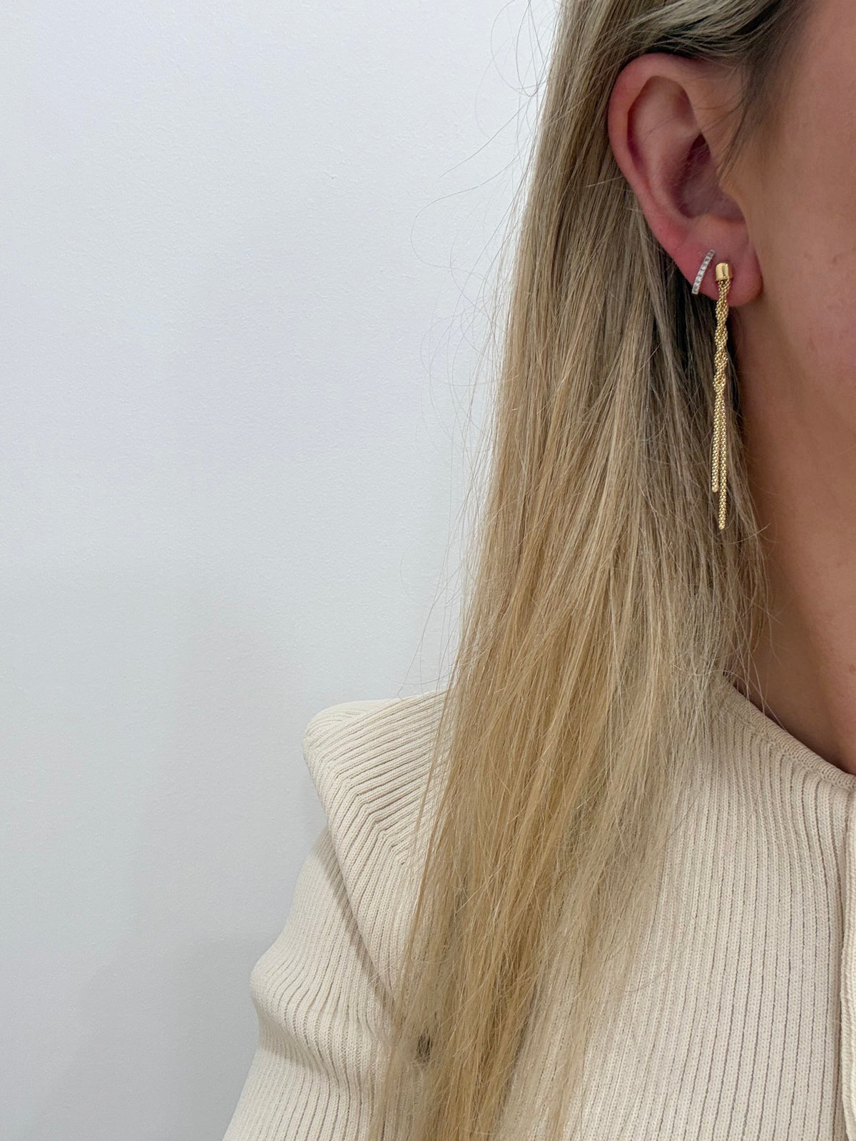 Gold Plated Jade Tassel Earrings