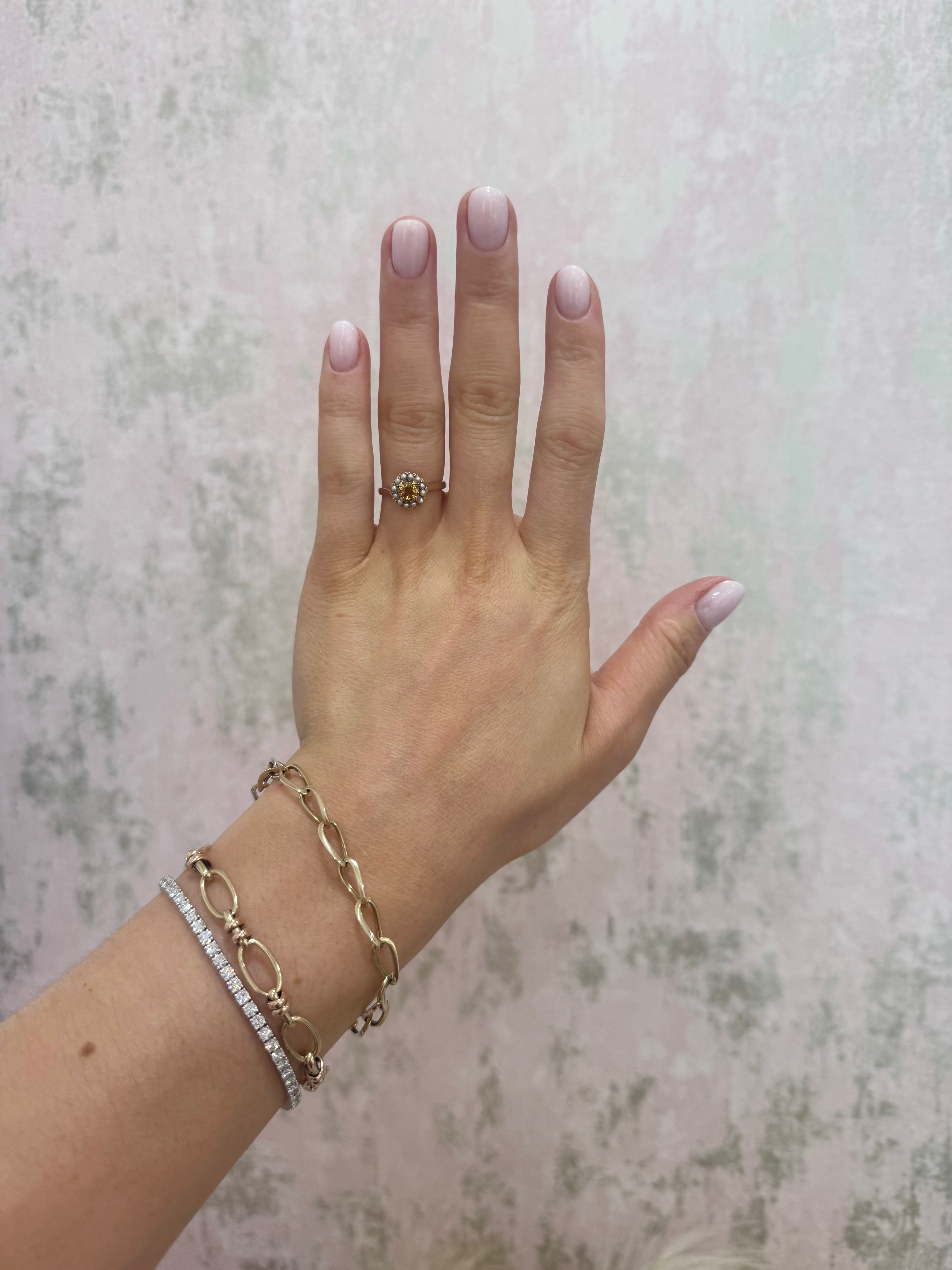9ct Gold Citrine & Pearl Ring