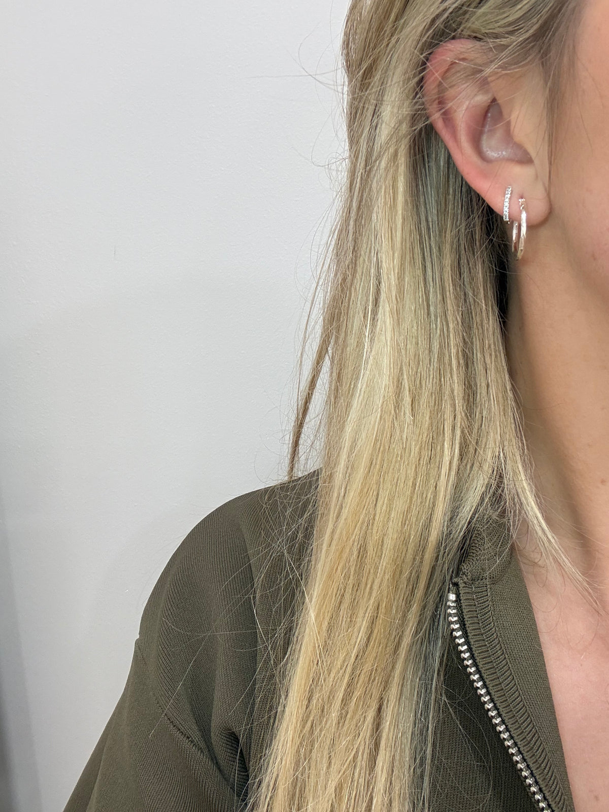 Joanna Medium Ridged Sterling Silver Hoops