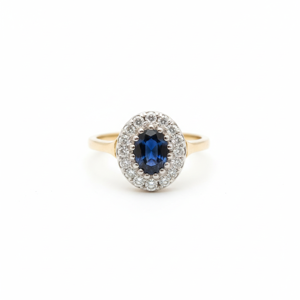 9ct Gold Sapphire & Diamond Cluster Ring