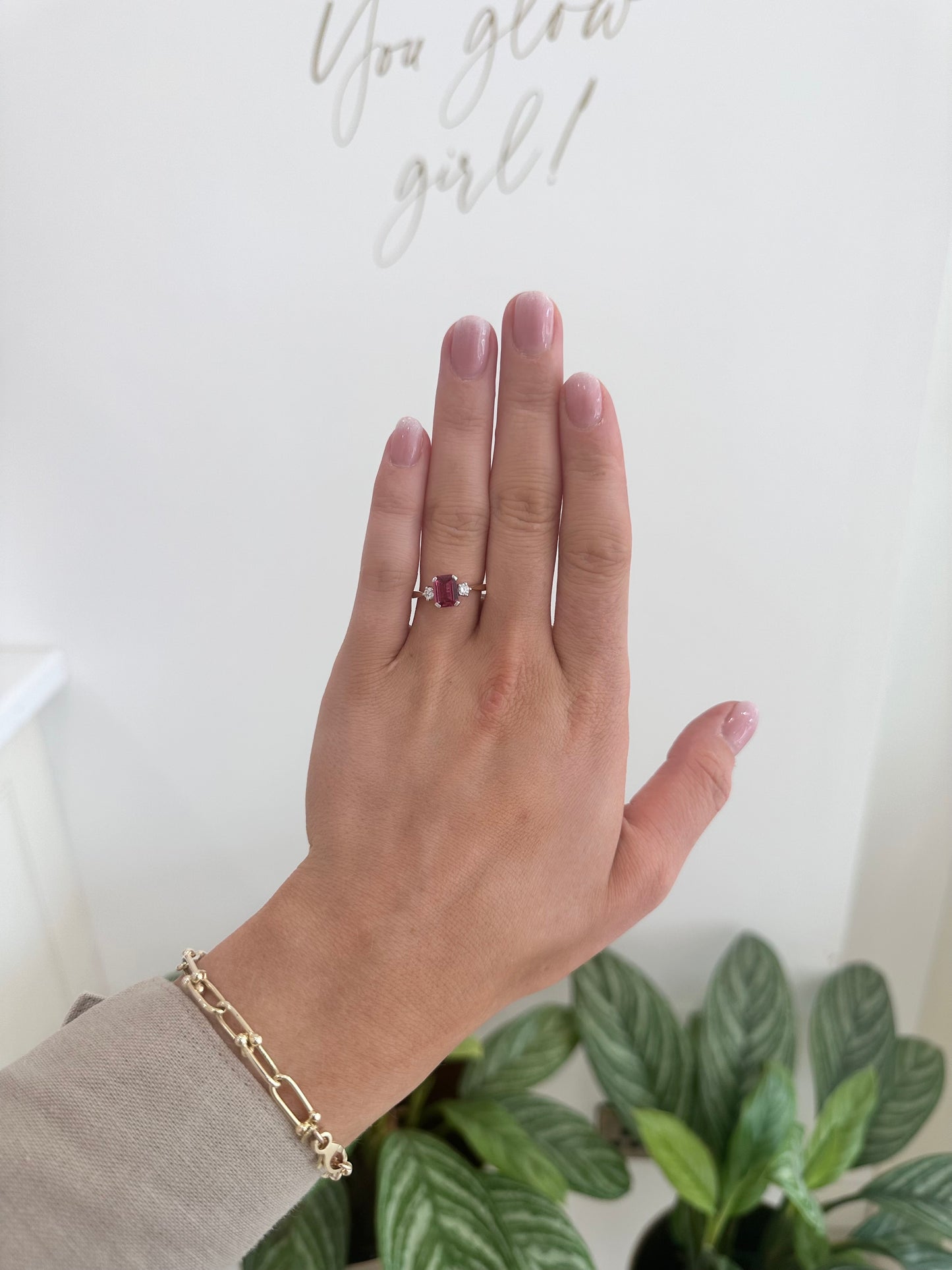 Pink Tourmaline & Diamond Ring
