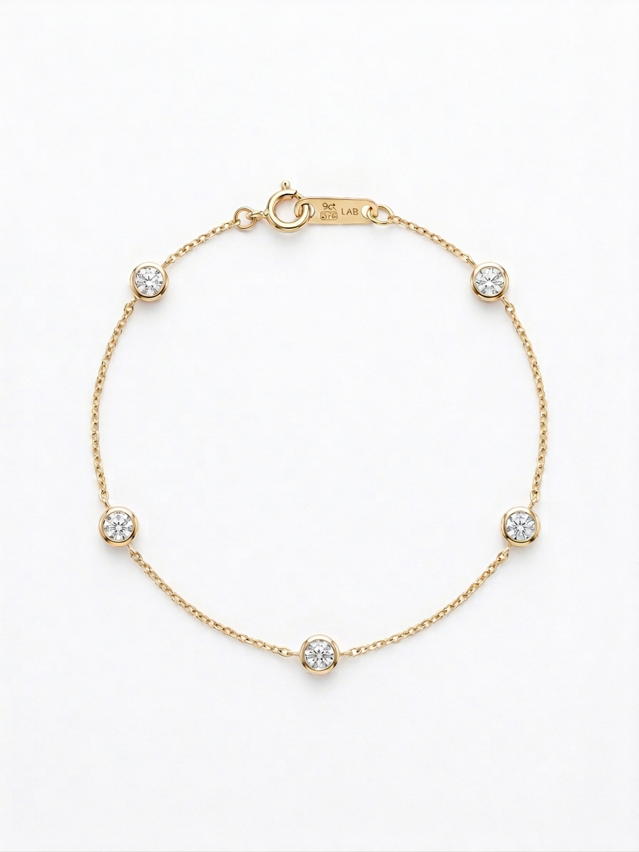 9ct Lab Diamond Station Bracelet